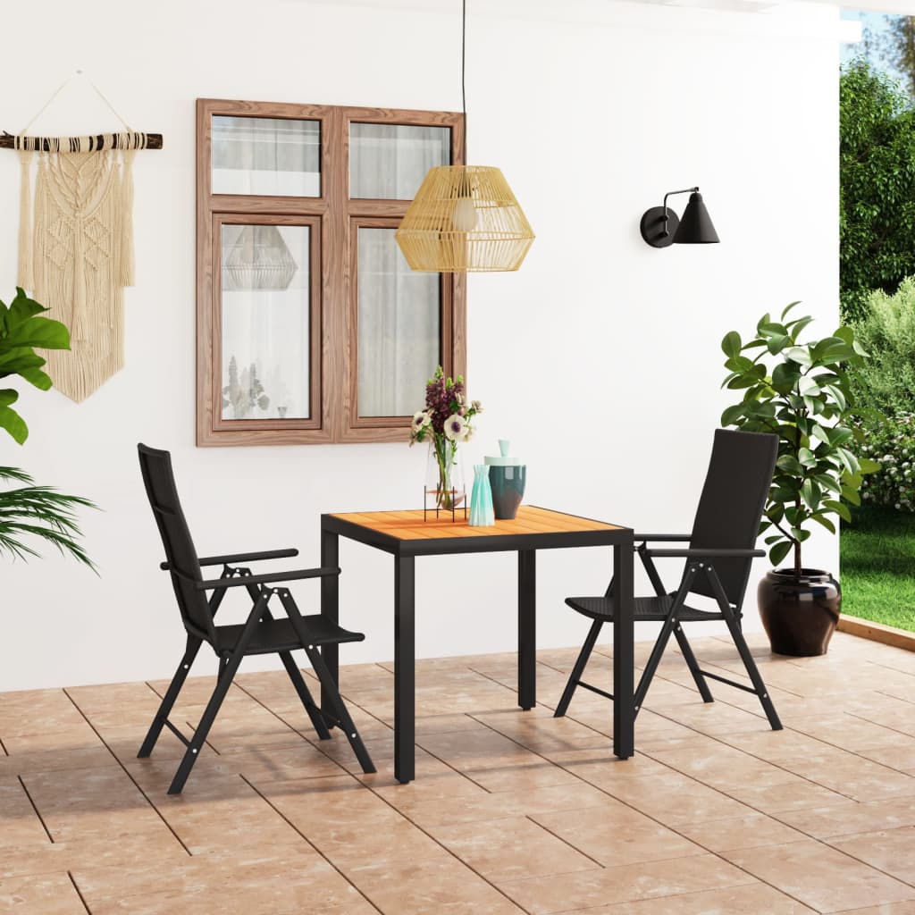 Set da Pranzo da Giardino 3 pz Nero e Marrone 3060052