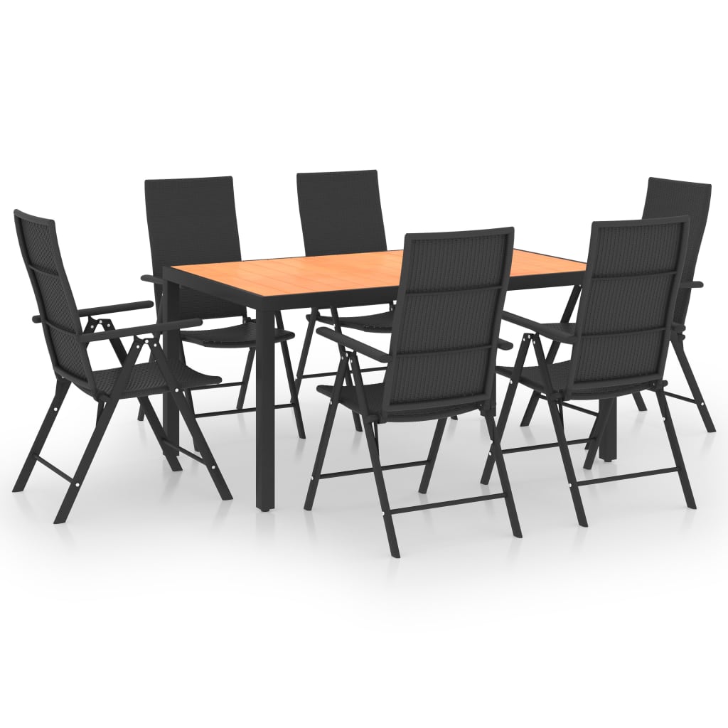 Set da Pranzo da Giardino 7 pz Nero e Marronecod mxl 96468