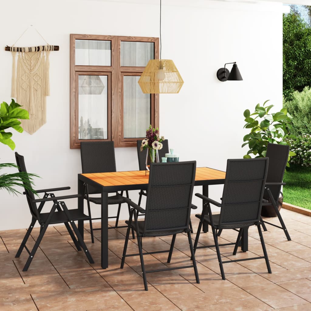 Set da Pranzo da Giardino 7 pz Nero e Marronecod mxl 96468