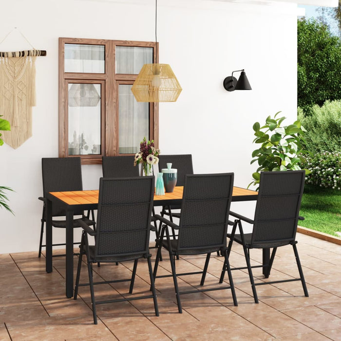 Set da Pranzo da Giardino 7 pz Nero e Marrone 3060056