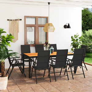 Set da Pranzo da Giardino 9 pz Nero e Marrone 3060057