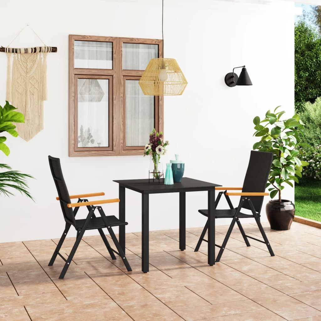 Set da Pranzo da Giardino 3 pz Nero e Marrone cod mxl 40534