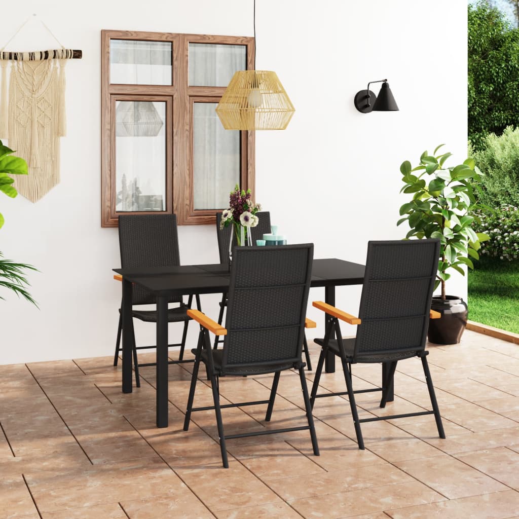 Set da Pranzo da Giardino 5 pz Nero e Marrone cod mxl 41282