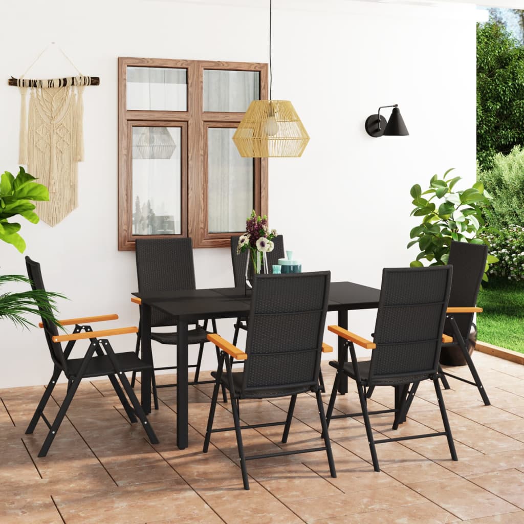 Set da Pranzo da Giardino 7 pz Nero e Marrone cod mxl 41280