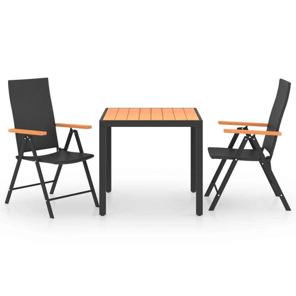 Set da Pranzo da Giardino 3 pz Nero e Marrone 3060076