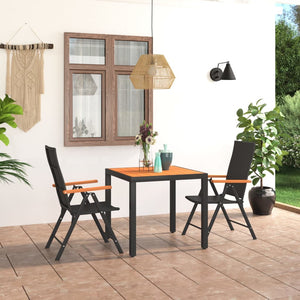 Set da Pranzo da Giardino 3 pz Nero e Marrone 3060076