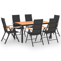 Set da Pranzo da Giardino 7 pz Nero e Marrone 3060079