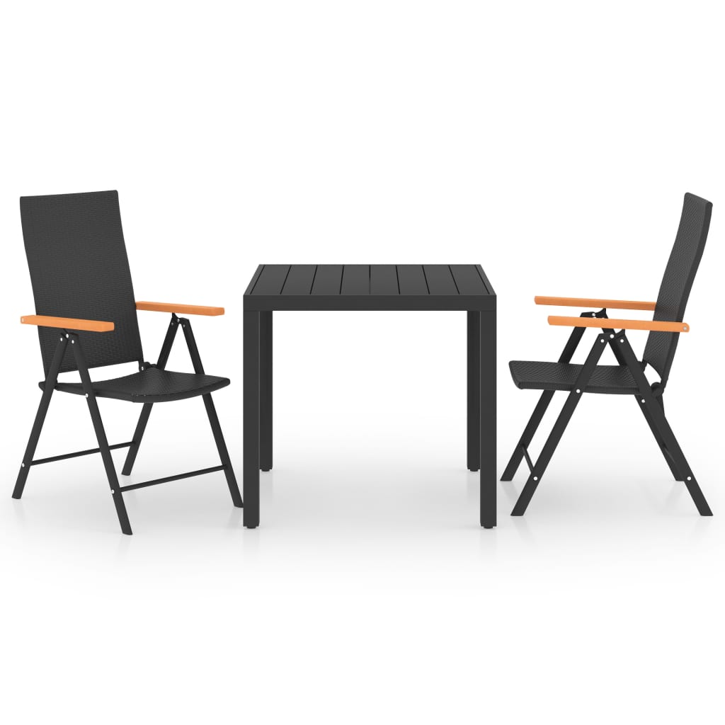 Set da Pranzo da Giardino 3 pz Nero e Marrone 3060082