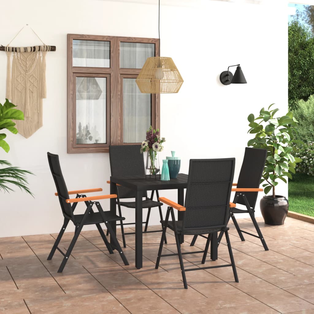 Set da Pranzo da Giardino 5 pz Nero e Marrone 3060083