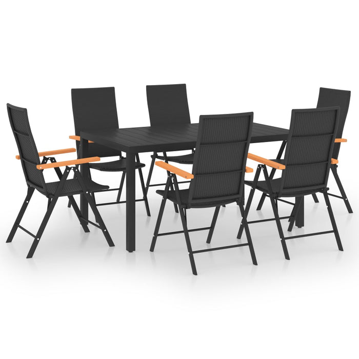 Set da Pranzo da Giardino 7 pz Nero e Marrone 3060085