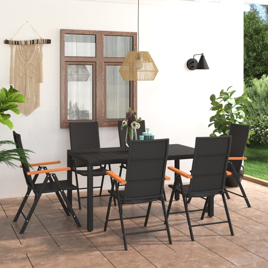 Set da Pranzo da Giardino 7 pz Nero e Marrone 3060085