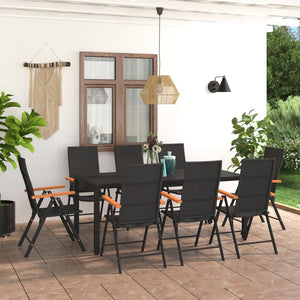 Set da Pranzo da Giardino 9 pz Nero e Marrone 3060087