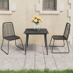 Set da Pranzo da Giardino 3 pz in Rattan PVC Nero cod mxl 43881