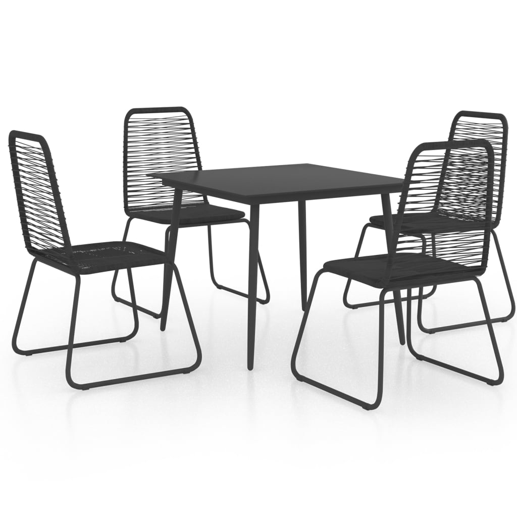 Set da Pranzo da Giardino 5 pz in Rattan PVC Nero 3060113