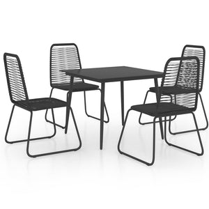 Set da Pranzo da Giardino 5 pz in Rattan PVC Nero 3060113