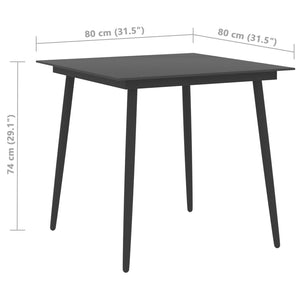 Set da Pranzo da Giardino 5 pz in Rattan PVC Nero 3060113