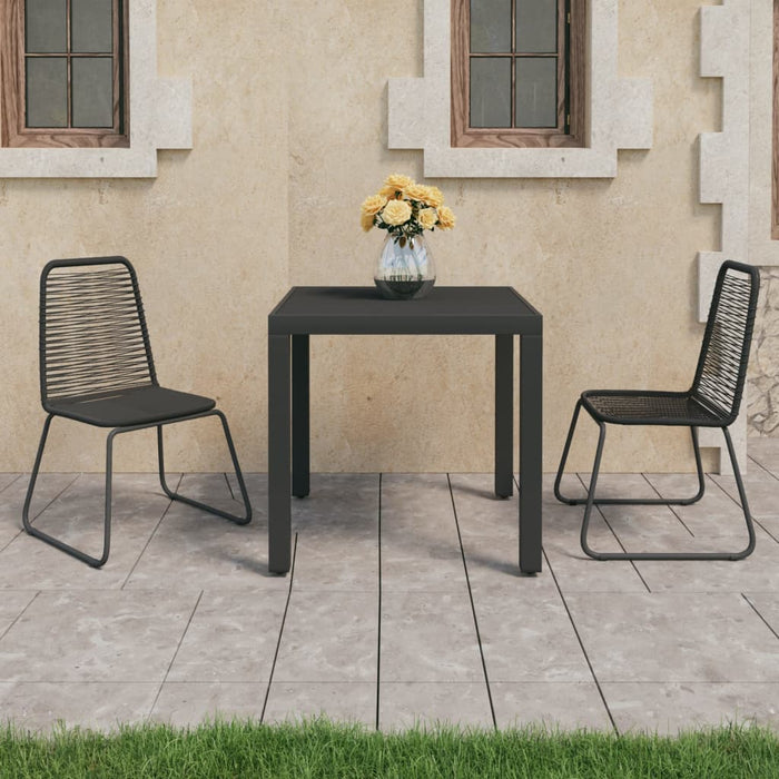 Set da Pranzo da Giardino 3 pz in Rattan PVC Nero 3060118