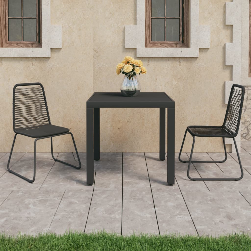 Set da Pranzo da Giardino 3 pz in Rattan PVC Nerocod mxl 69704