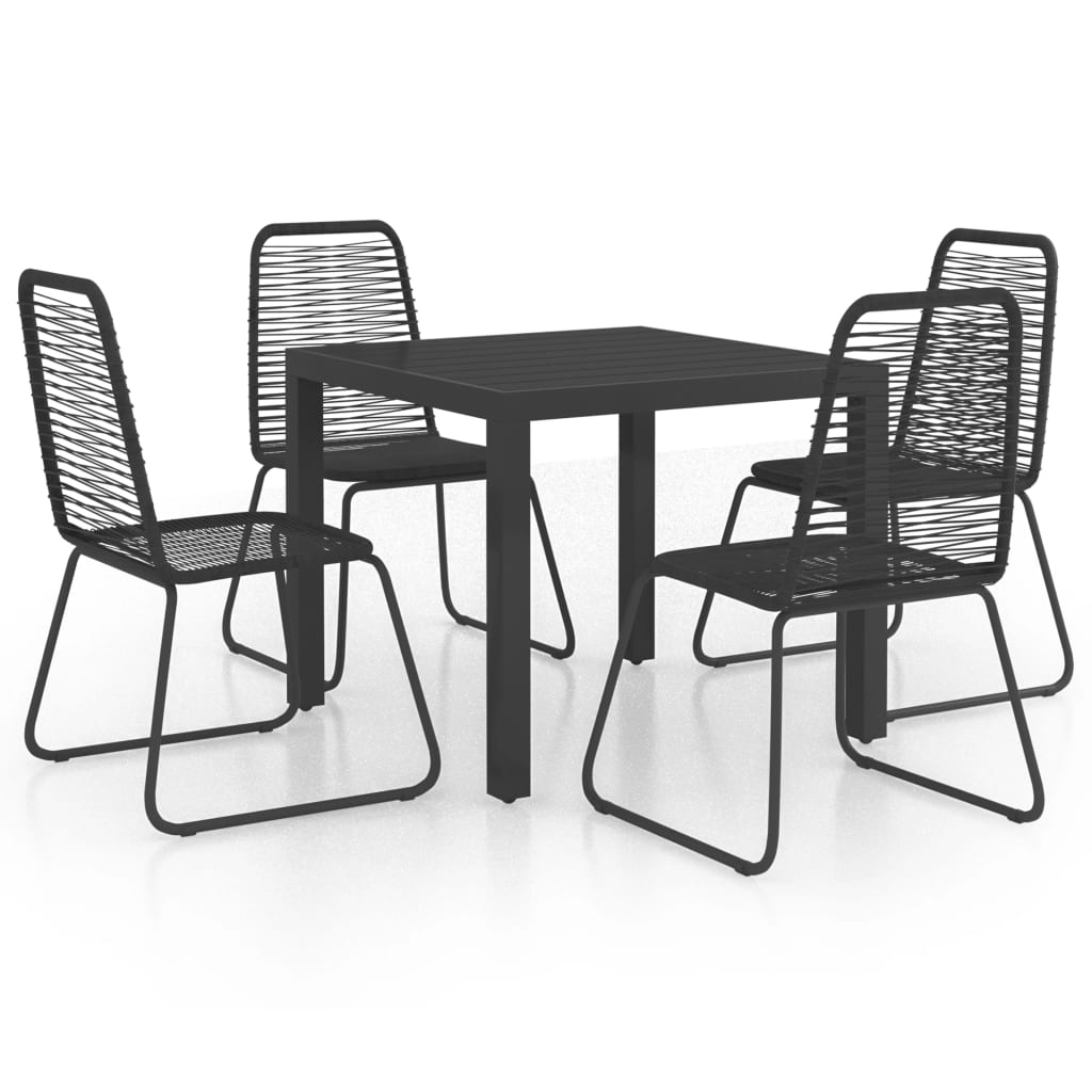 Set da Pranzo da Giardino 5 pz in Rattan PVC Nero 3060119