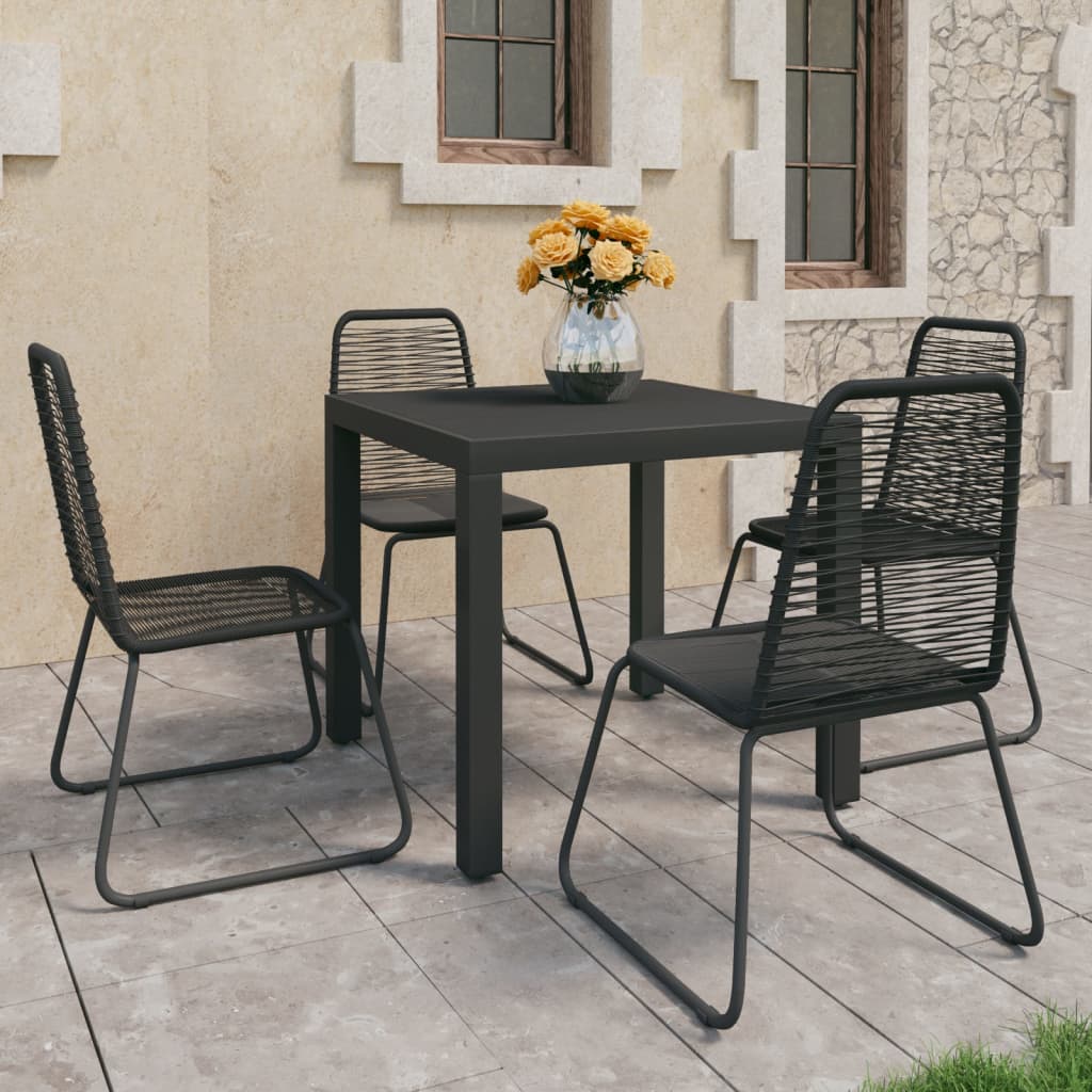 Set da Pranzo da Giardino 5 pz in Rattan PVC Nero 3060119