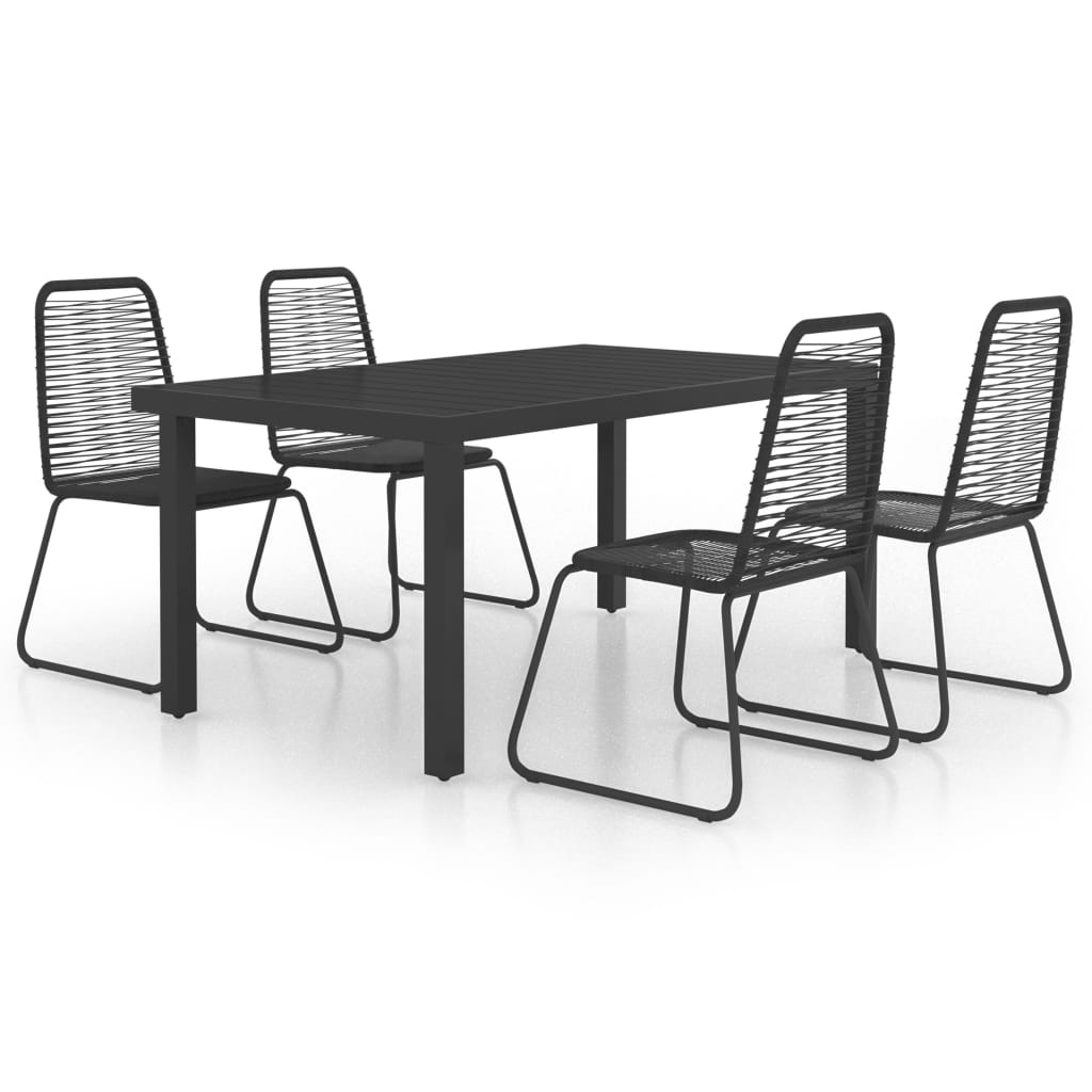 Set da Pranzo da Giardino 5 pz in Rattan PVC Nero 3060120