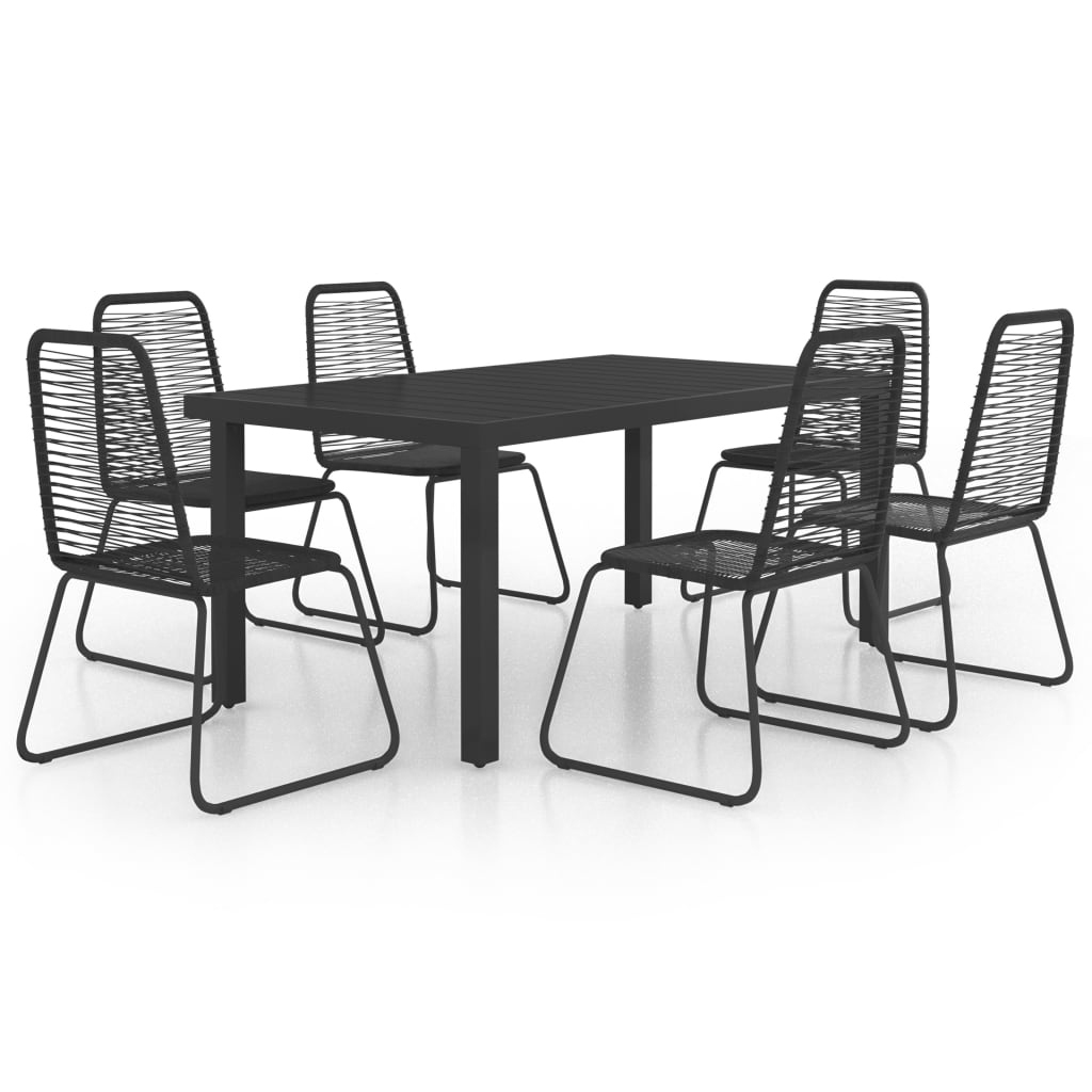 Set da Pranzo da Giardino 7 pz in Rattan PVC Nero 3060121