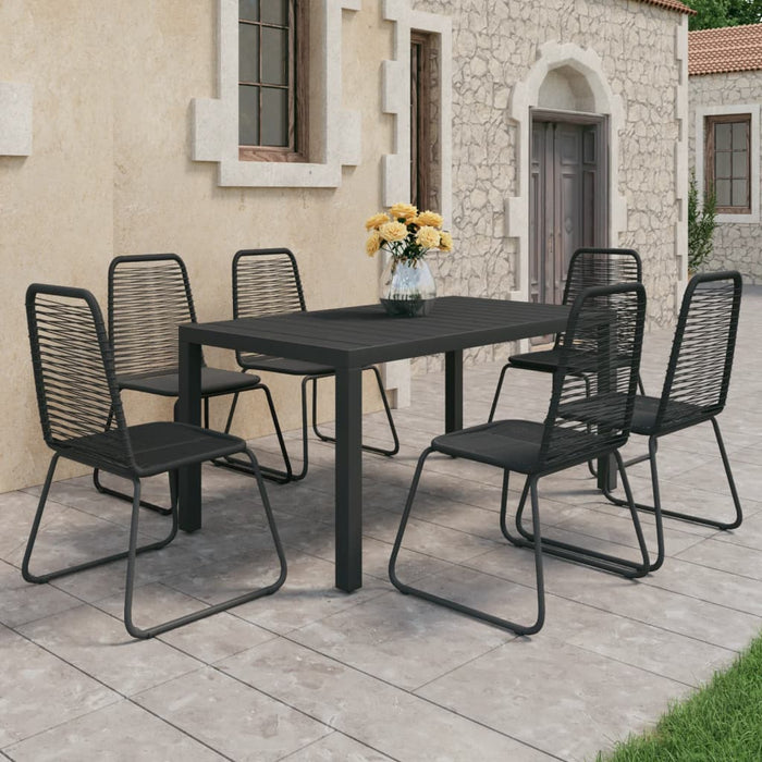 Set da Pranzo da Giardino 7 pz in Rattan PVC Nero 3060121