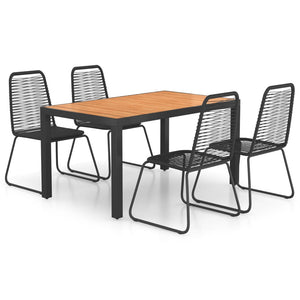 Set da Pranzo da Giardino 5 pz in Rattan PVC Nero e Marronecod mxl 69941