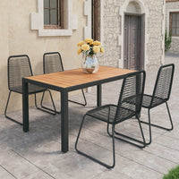 Set da Pranzo da Giardino 5 pz in Rattan PVC Nero e Marrone 3060126