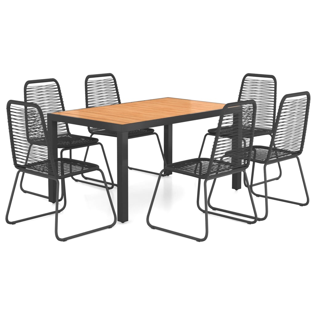 Set da Pranzo da Giardino 7 pz in Rattan PVC Nero e Marronecod mxl 93958