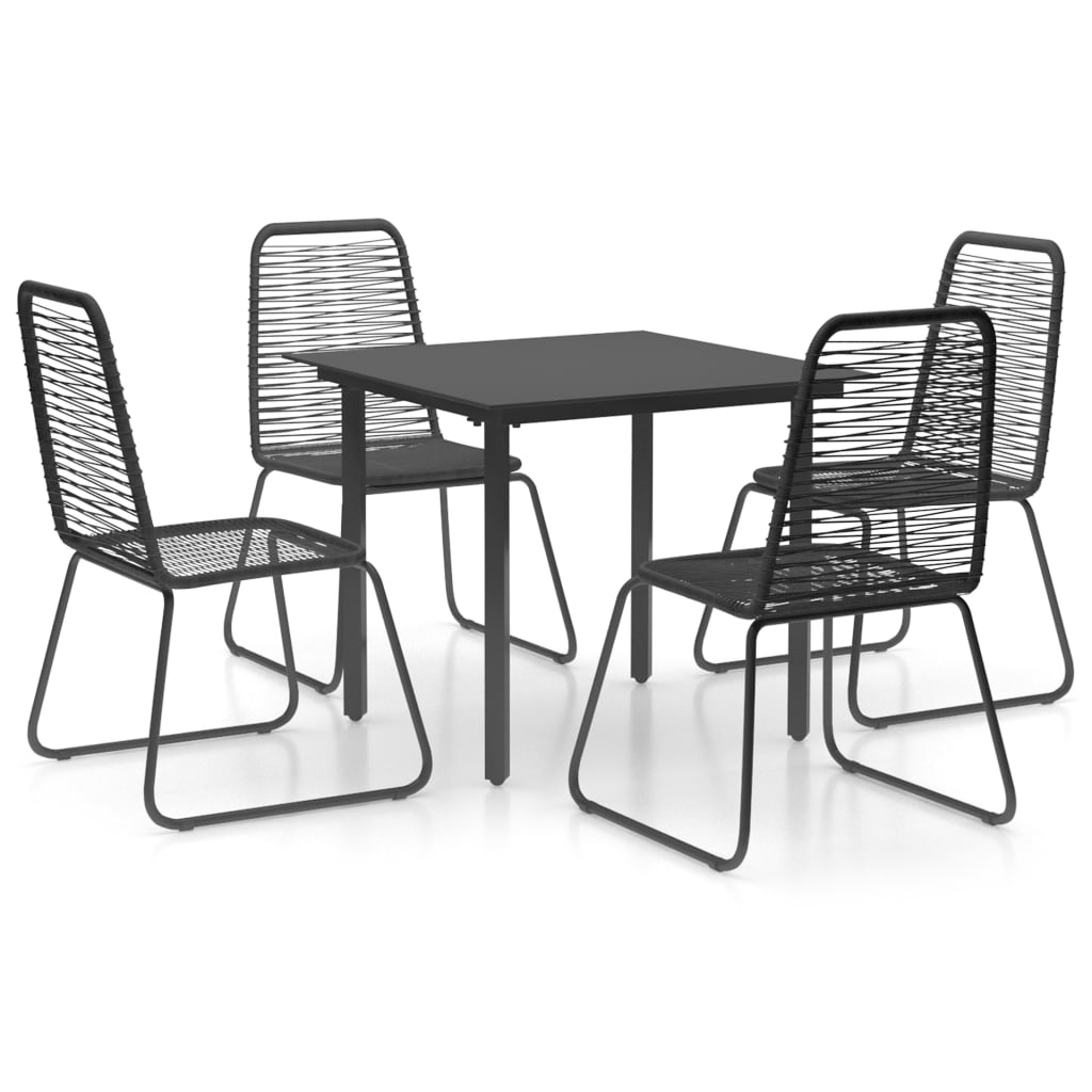 Set da Pranzo da Giardino 5 pz in Rattan PVC Nero cod mxl 34908