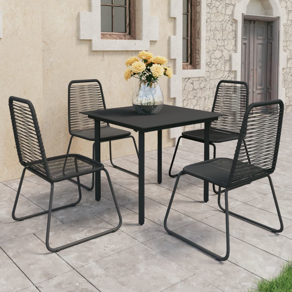 Set da Pranzo da Giardino 5 pz in Rattan PVC Nero cod mxl 34908