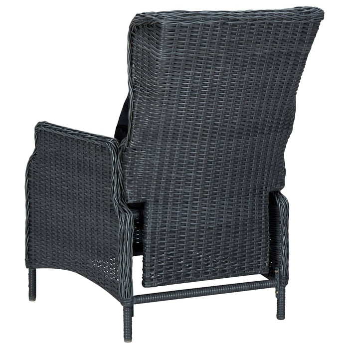 Set Pranzo da Giardino 7pz con Cuscini Polyrattan Grigio Scuro cod mxl 41093