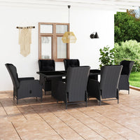 Set Pranzo da Giardino 7pz con Cuscini Polyrattan Grigio Scuro cod mxl 41093