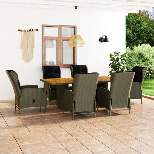 Set da Pranzo da Giardino 7 pz con Cuscini in Polyrattan Marrone 3060145