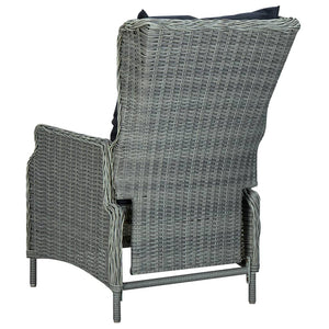 Set Pranzo da Giardino 9pz con Cuscini Polyrattan Grigio Chiaro 3060187