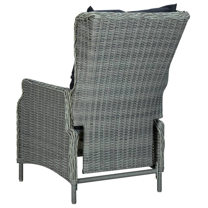 Set Pranzo da Giardino 9pz con Cuscini Polyrattan Grigio Chiaro 3060188