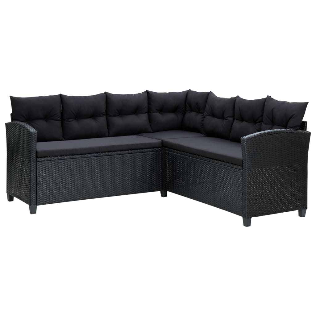 Set Divani da Giardino 6 pz con Cuscini in Polyrattan Nero cod mxl 37777