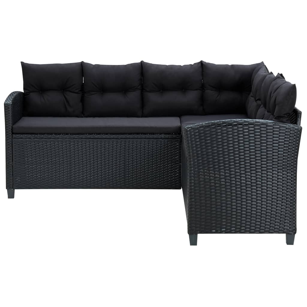 Set Divani da Giardino 6 pz con Cuscini in Polyrattan Nero cod mxl 37777