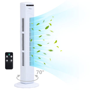 Ventilatore a Torre con Telecomando e Timer Φ24x80 cm White