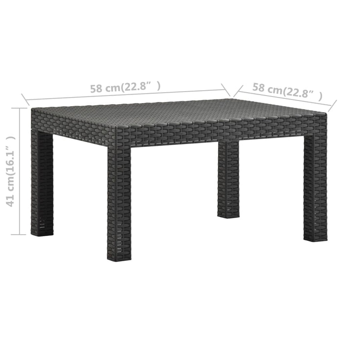 Tavolo da Giardino Antracite 58x58x41 cm in Rattan PP 315640