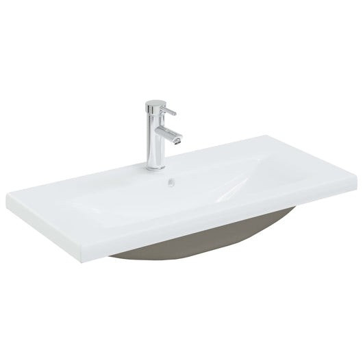 Lavabo da Incasso con Rubinetto 81x39x18 cm in Ceramica Bianco cod mxl 52593