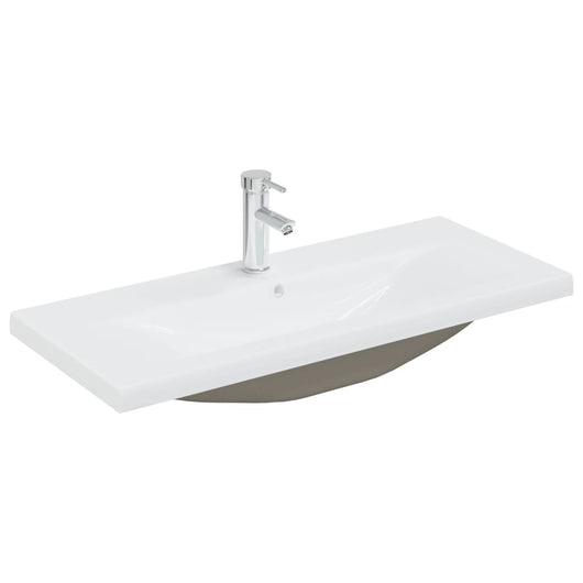 Lavabo da Incasso con Rubinetto 91x39x18 cm in Ceramica Bianco 148626