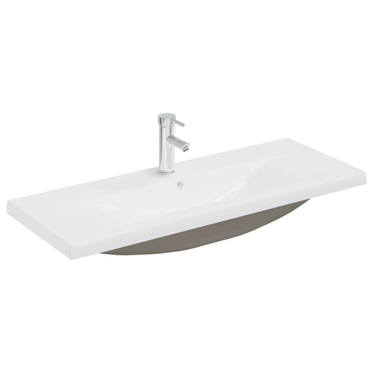 Lavabo da Incasso con Rubinetto 101x39x18 cm in Ceramica Bianco 148627