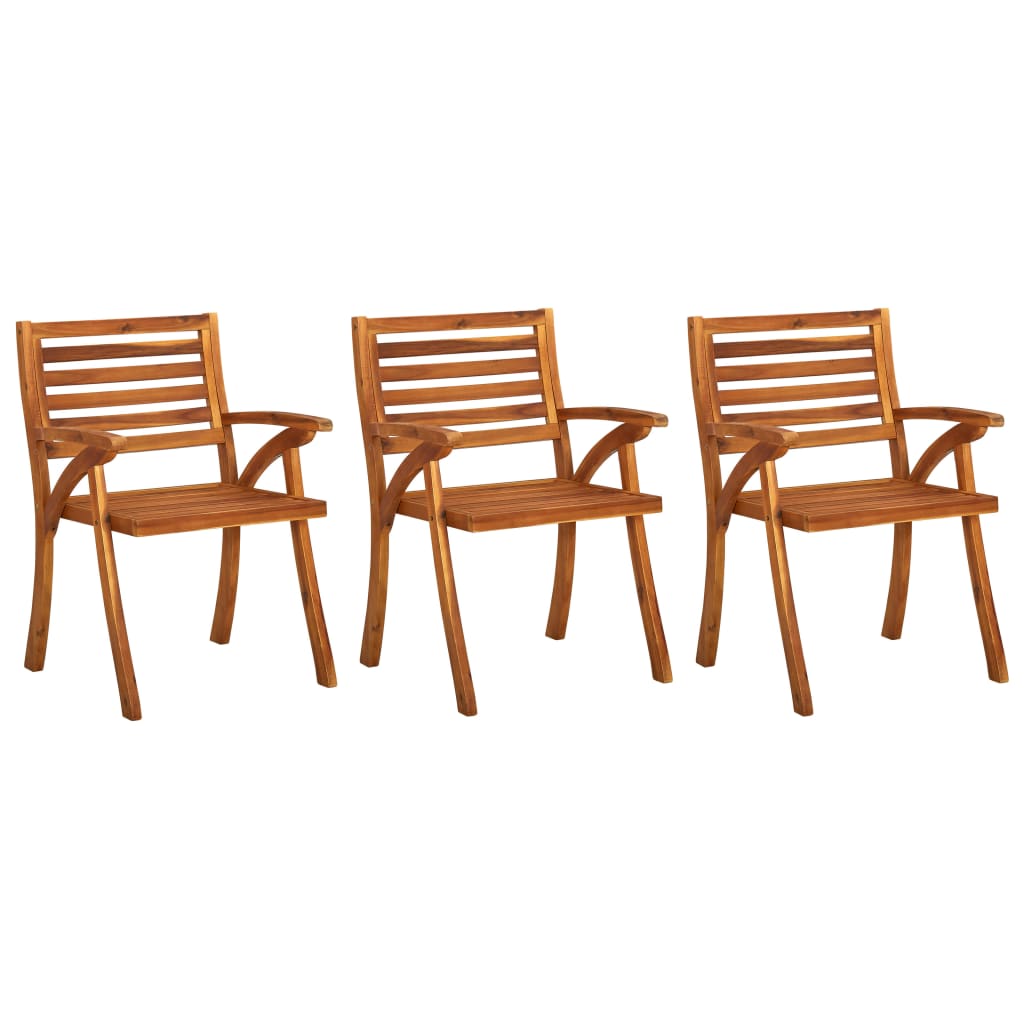 Sedie da Pranzo da Giardino con Cuscini 3 pz Massello di Acacia 3060784