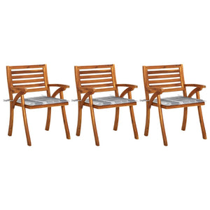 Sedie da Pranzo da Giardino con Cuscini 3 pz Massello di Acacia cod mxl 7076