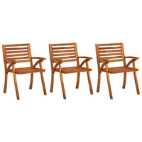 Sedie da Pranzo da Giardino con Cuscini 3 pz Massello di Acacia cod mxl 12789