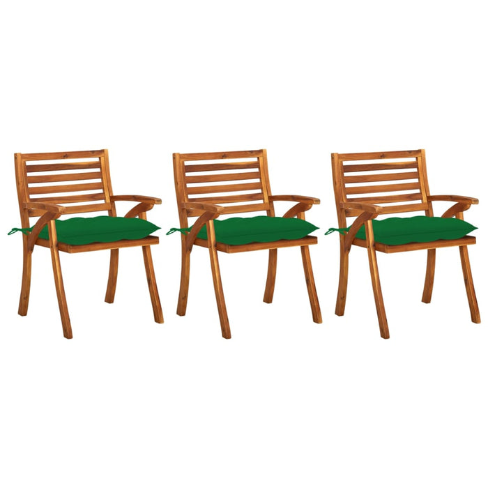 Sedie da Pranzo da Giardino con Cuscini 3 pz Massello di Acacia 3060841