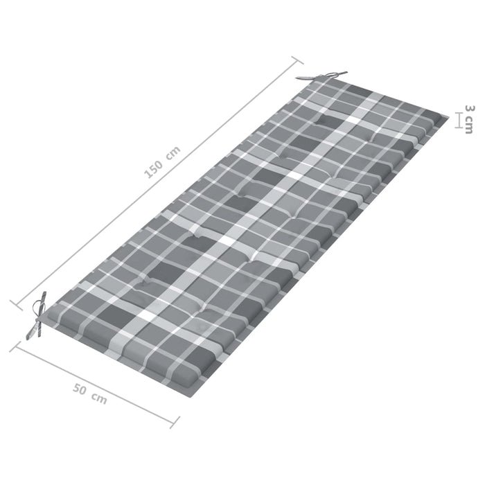 Panca da Giardino 3 Posti con Cuscino 150cm Grigia in Eucalipto 3061064