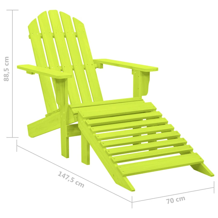 Sedia Giardino Adirondack con Ottomana Massello di Abete Verde 315866